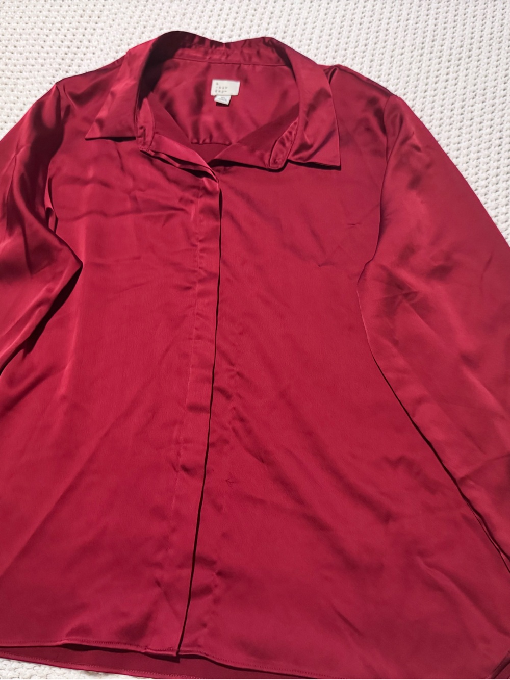 a new day Deep Red Satin Blouse | Like New
